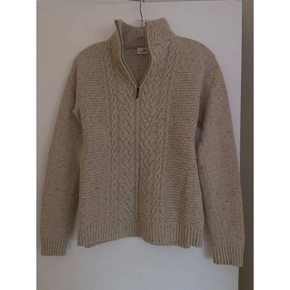Vineyard Vines 1/4 zip pullover cable knit wool sweater